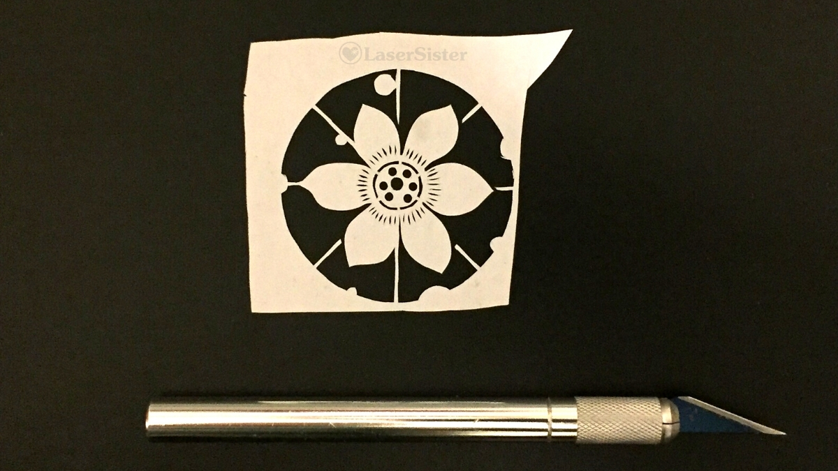 daffodil papercut - with scalpel for scale - Kay Vincent - LaserSister