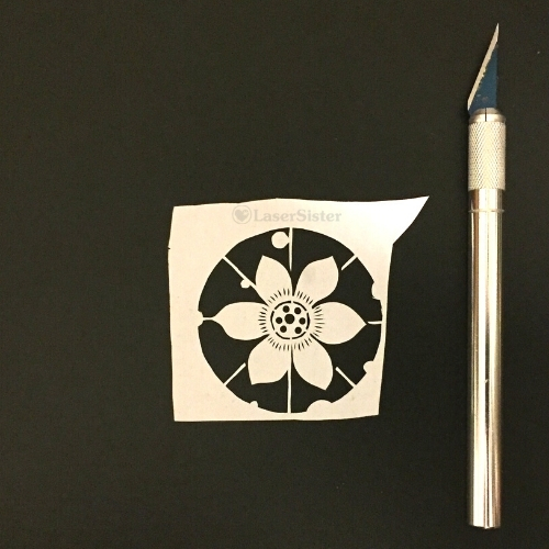 daffodil papercut - with scalpel for scale - Kay Vincent - LaserSister