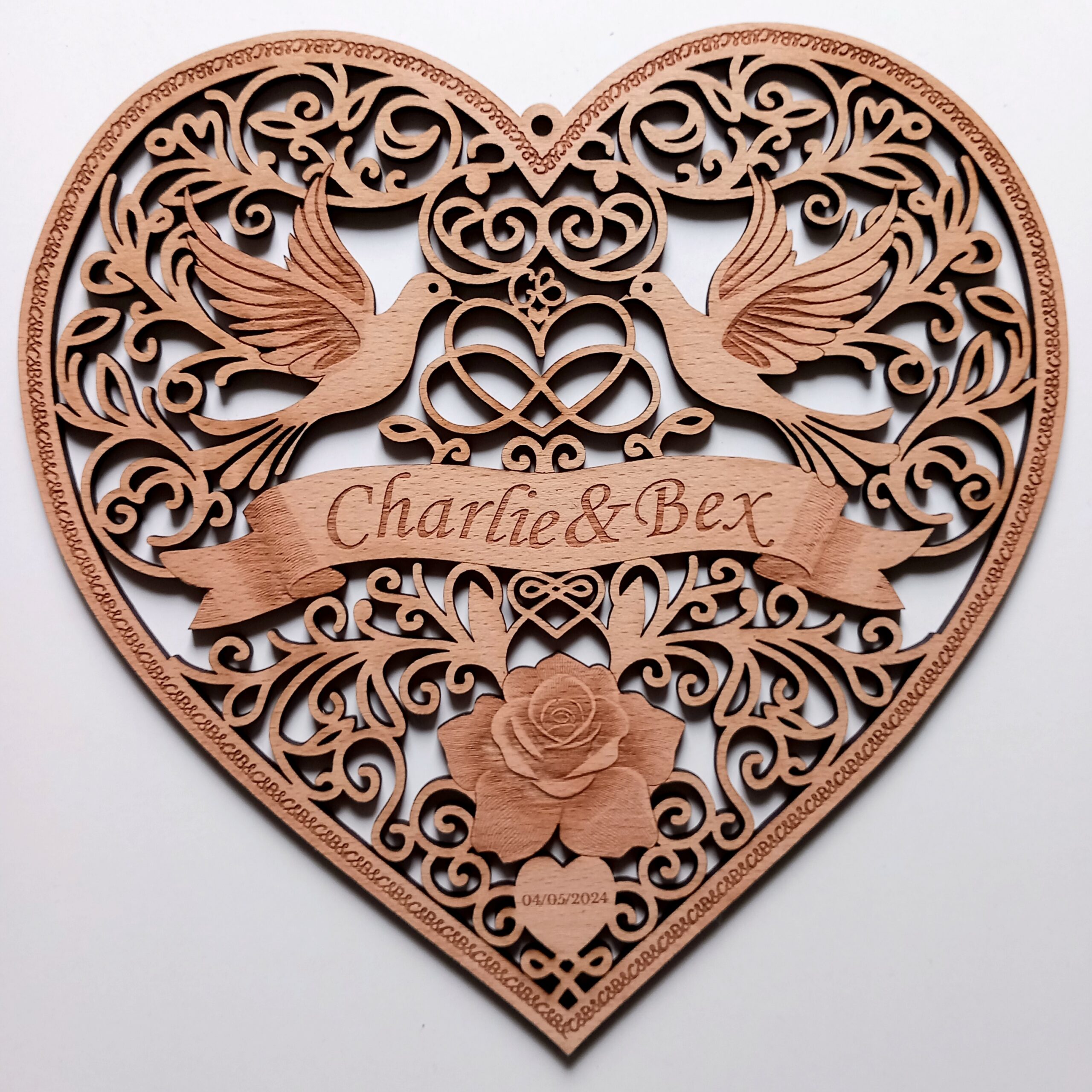 Charlie & Bex wedding woodcut - Kay Vincent - LaserSister