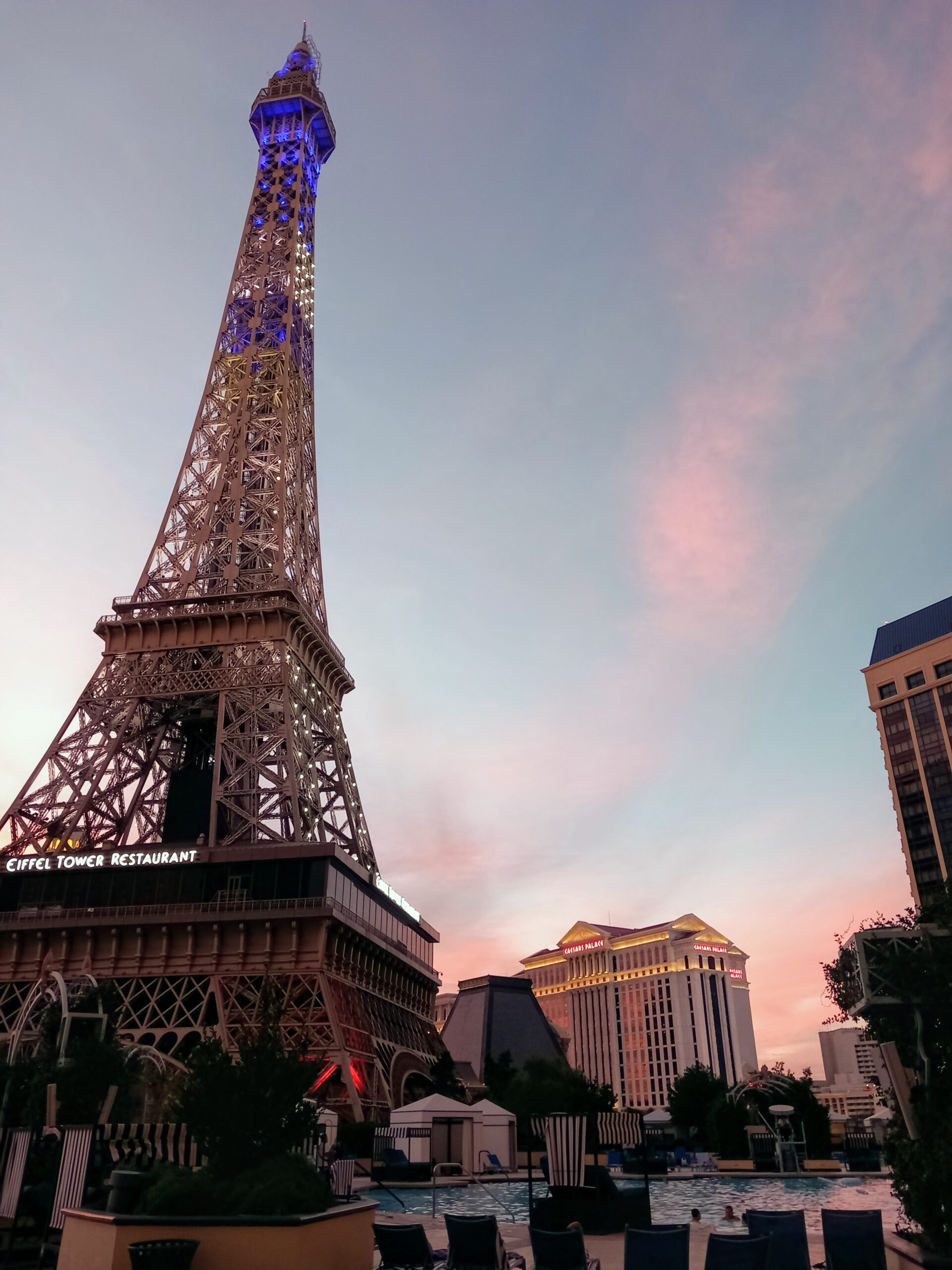 Pool at the base of the Eiffel Tower in Las Vegas