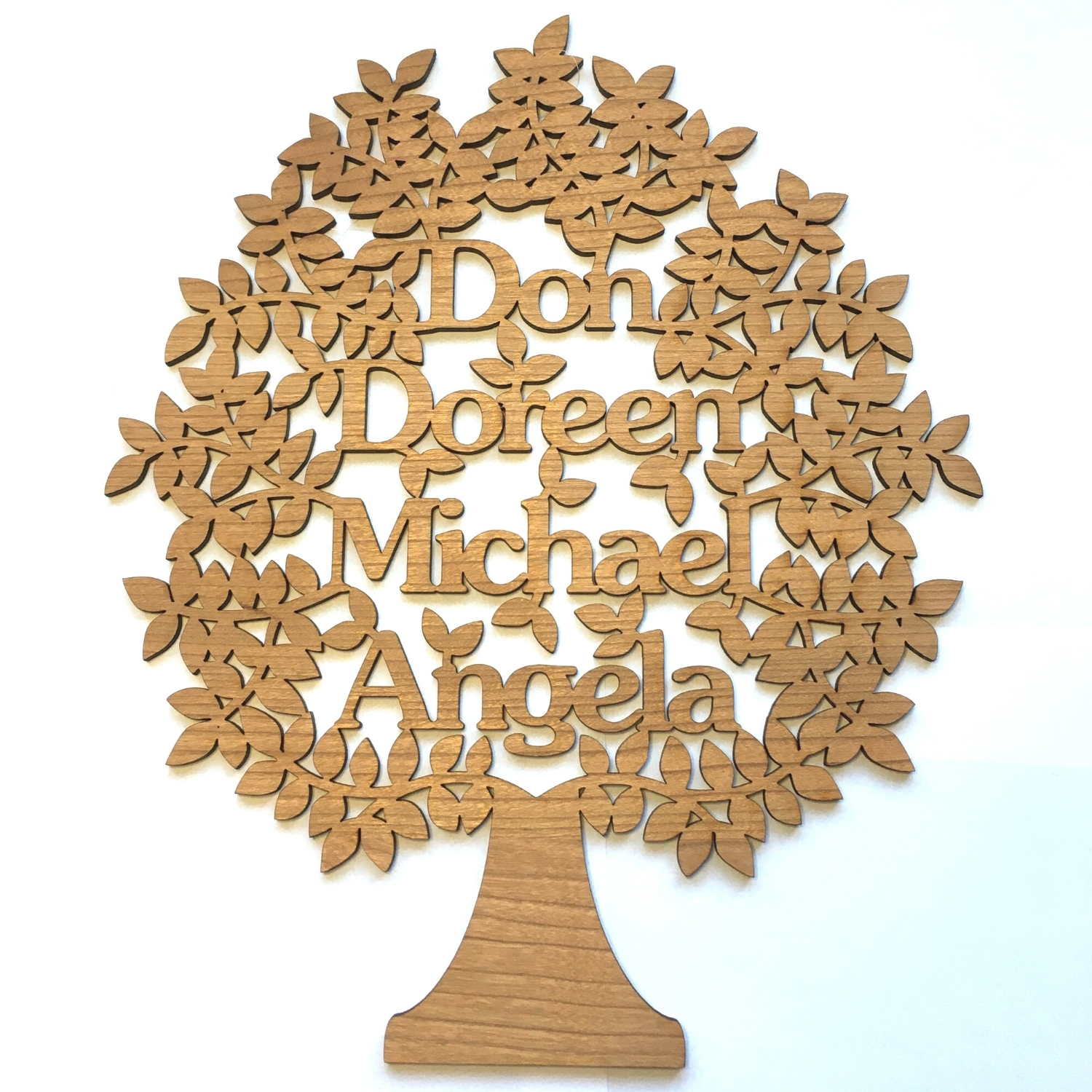 lasercut wooden family tree