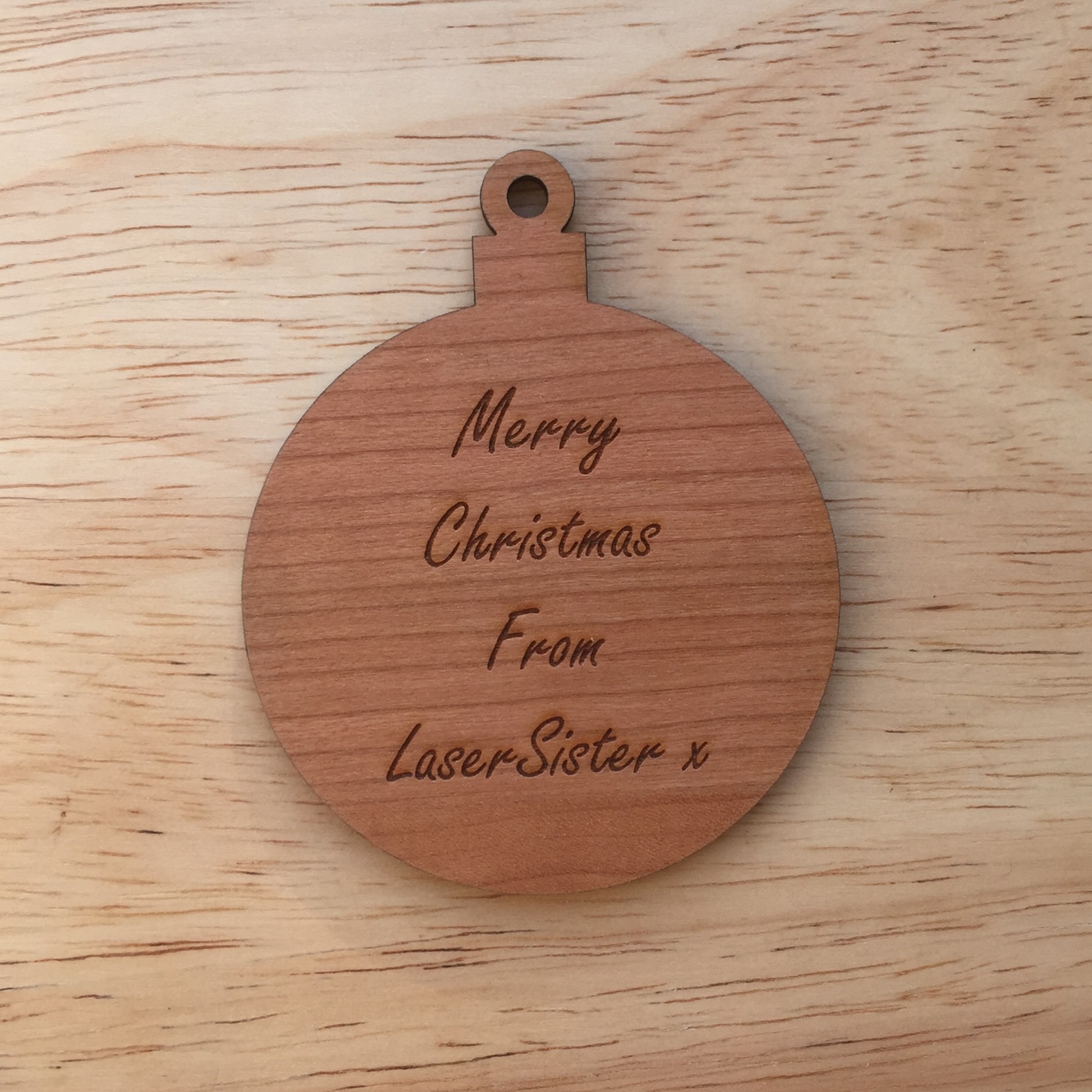 lasercut merry christmas bauble decoration - Kay Vincent LaserSister