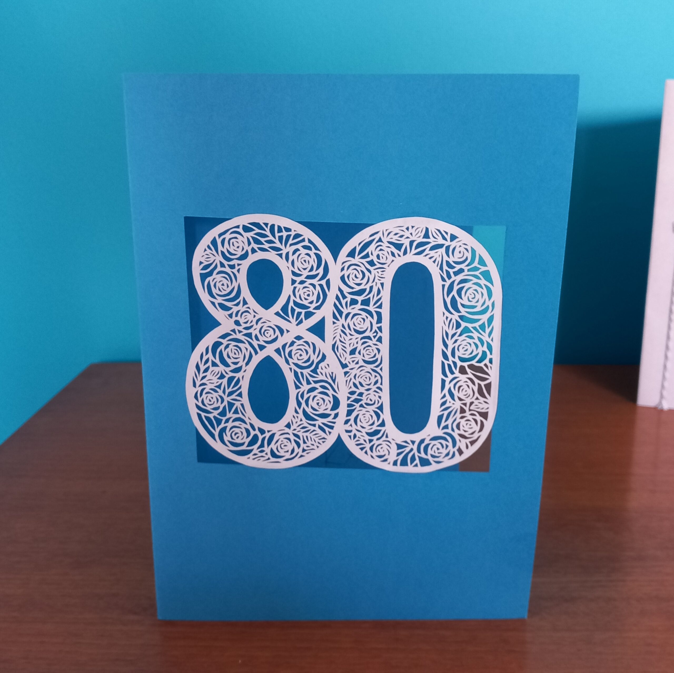 Kittl 80th birthday card papercut design - Kay Vincent - LaserSister 20240424