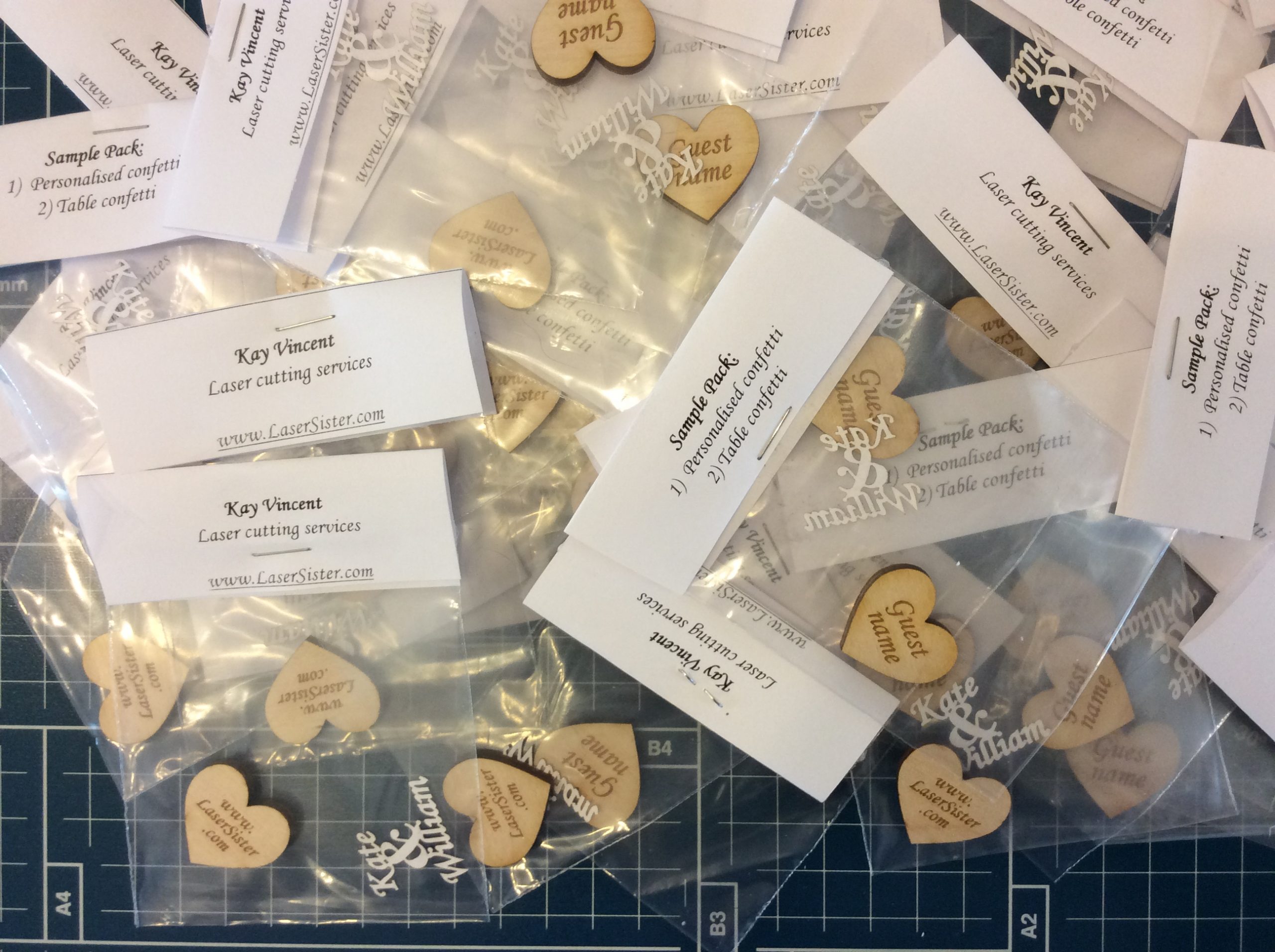 Laser-cut wedding confetti samples - Kay Vincent LaserSister