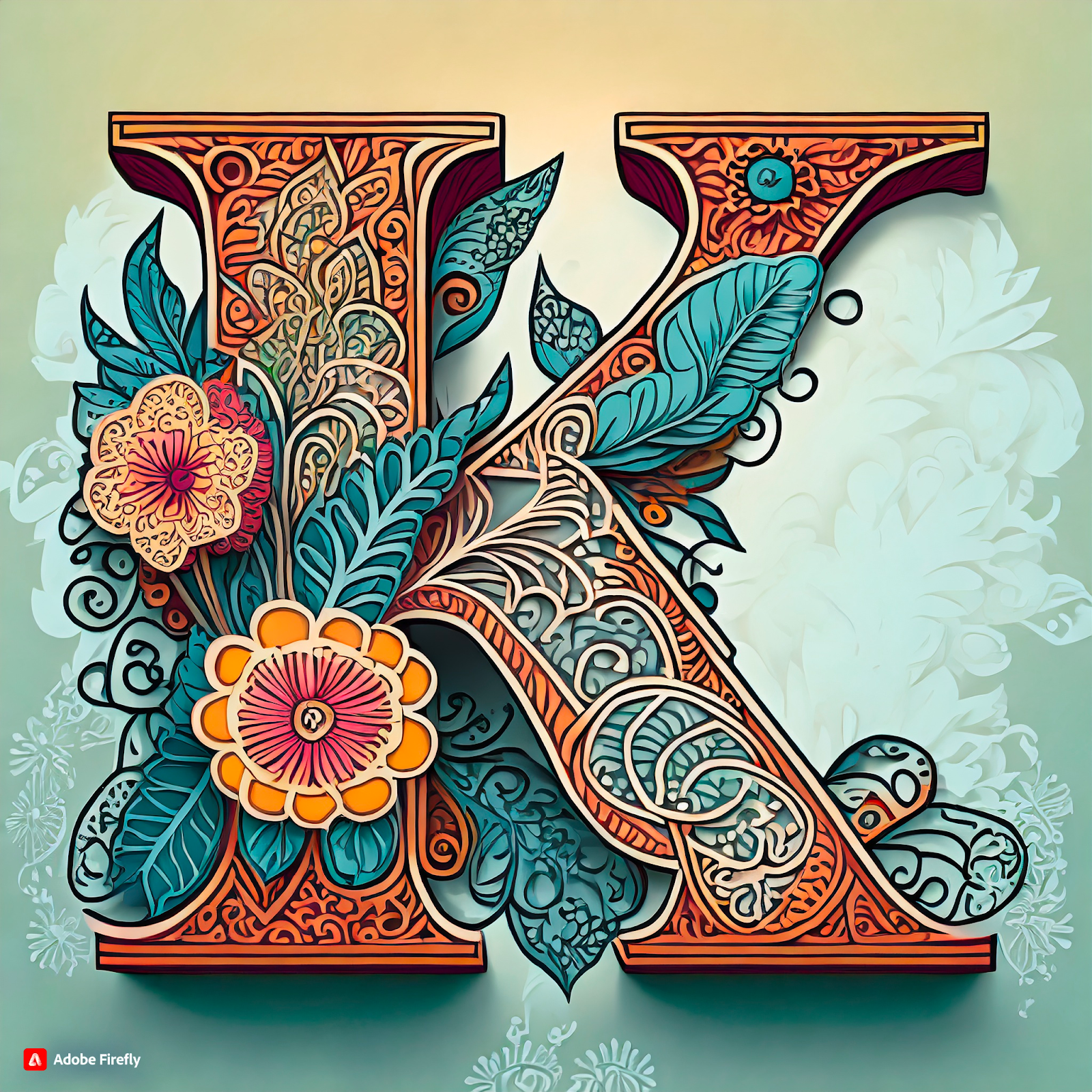 AI generated adobe firefly K papercut design experiment - LaserSister - Kay Vincent