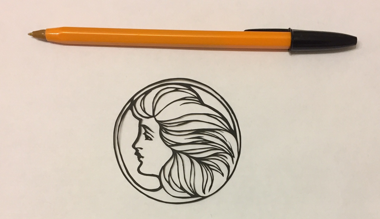 decorative vector ornament 007 with pen for scale - Kay Vincent LaserSister papercut