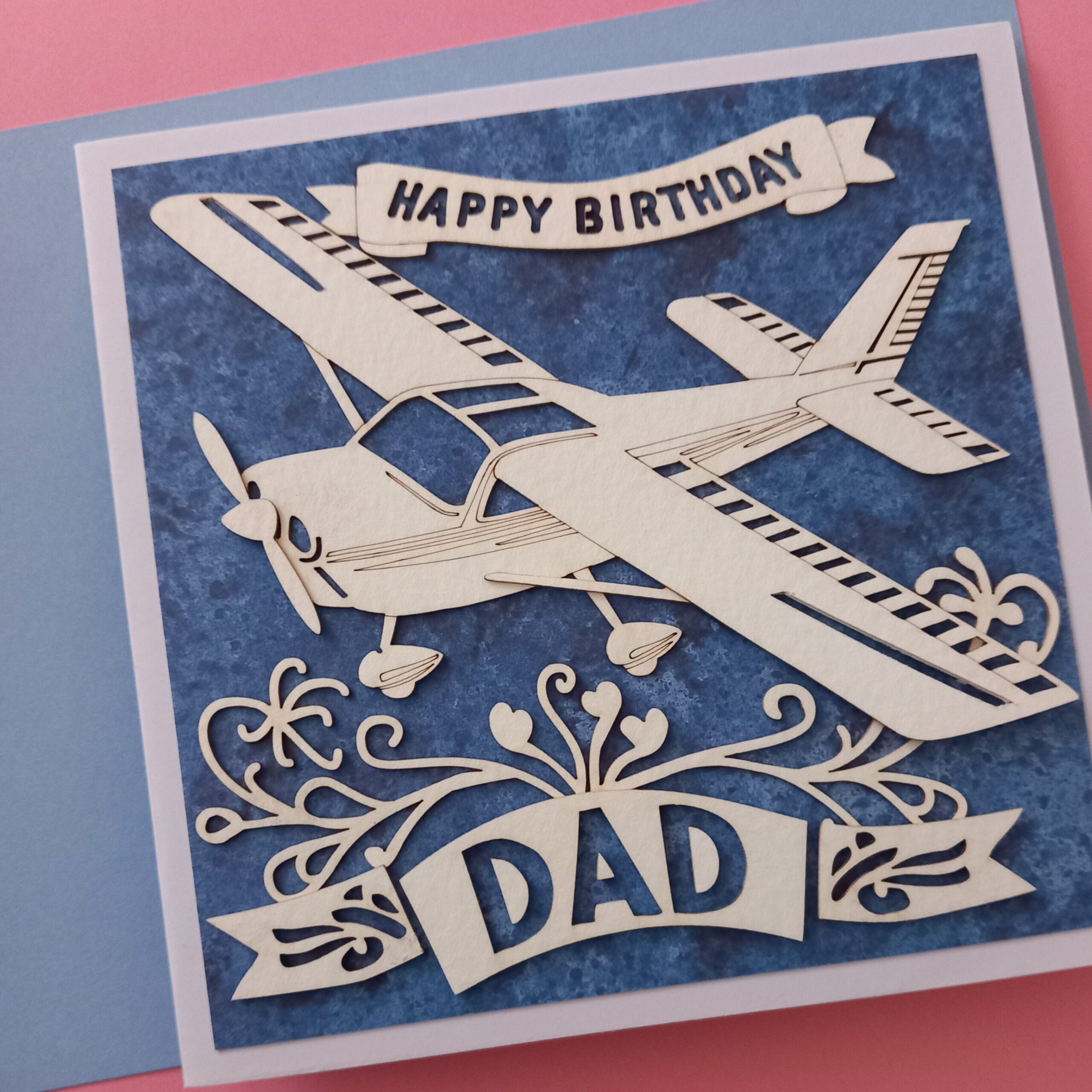 laser cut plane birthday card for dad - Kay Vincent - LaserSister 20240430