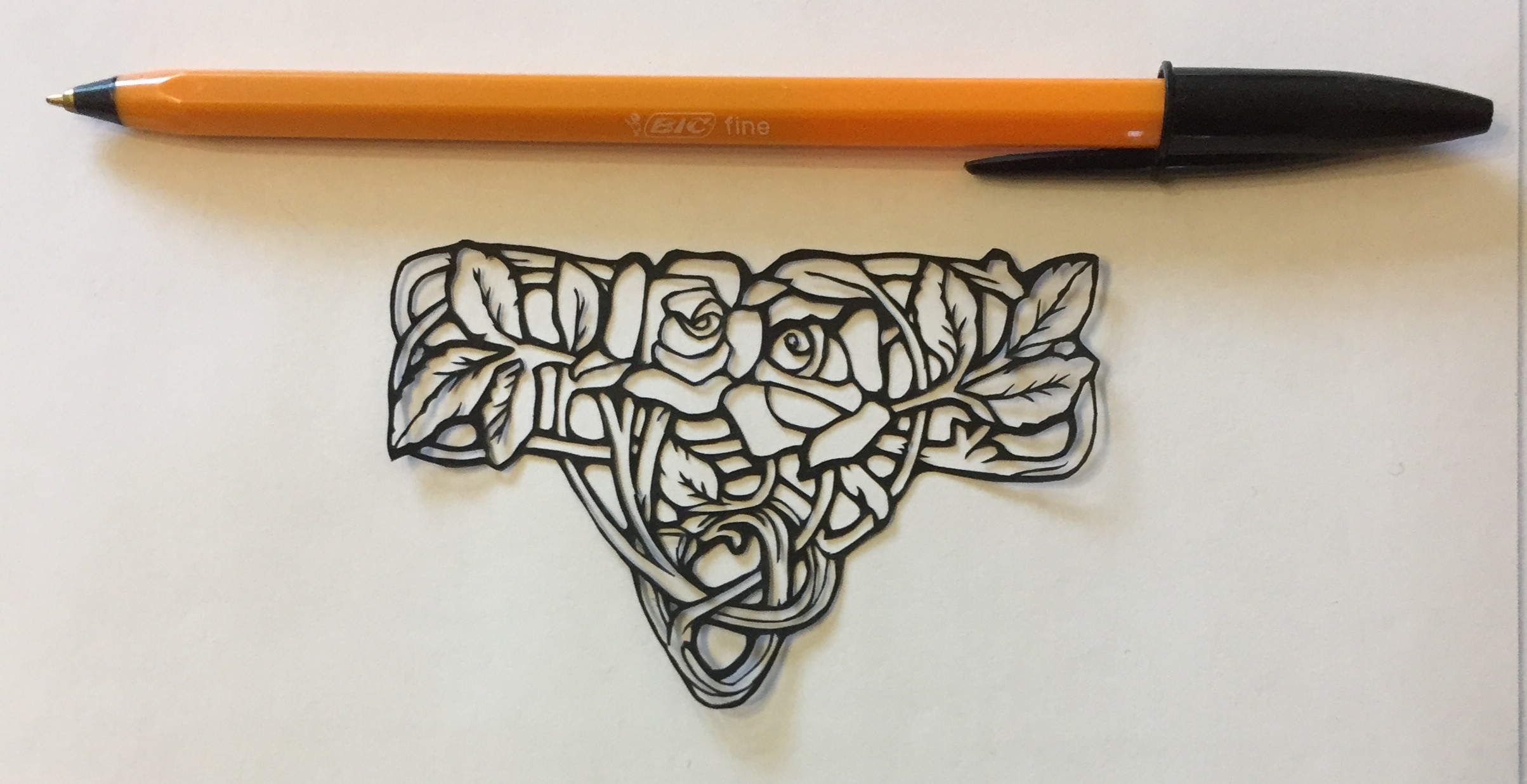 papercut 035 with pen for scale - Kay Vincent LaserSister