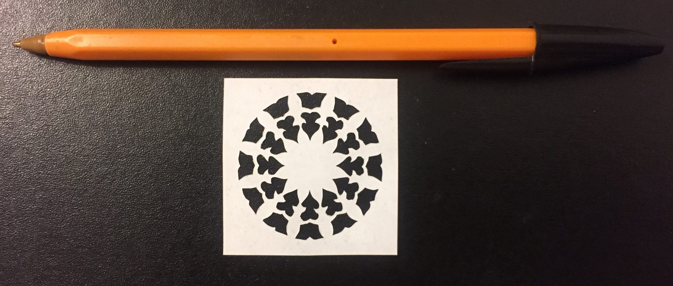 papercut 085 with pen for scale - Kay Vincent - LaserSister