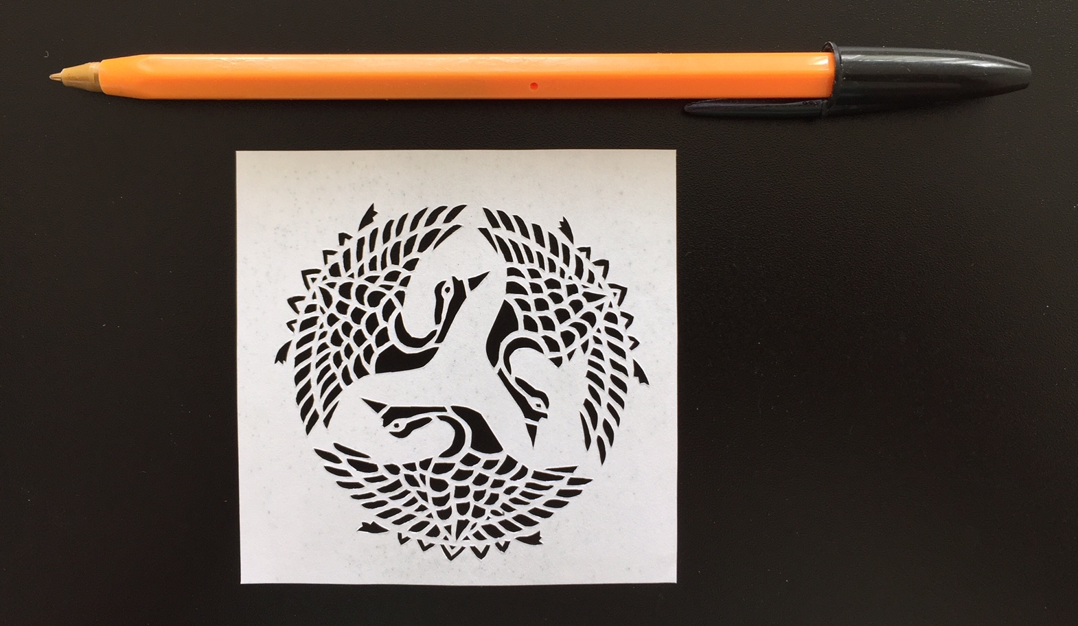 papercut 099 with pen for scale - Kay Vincent - LaserSister