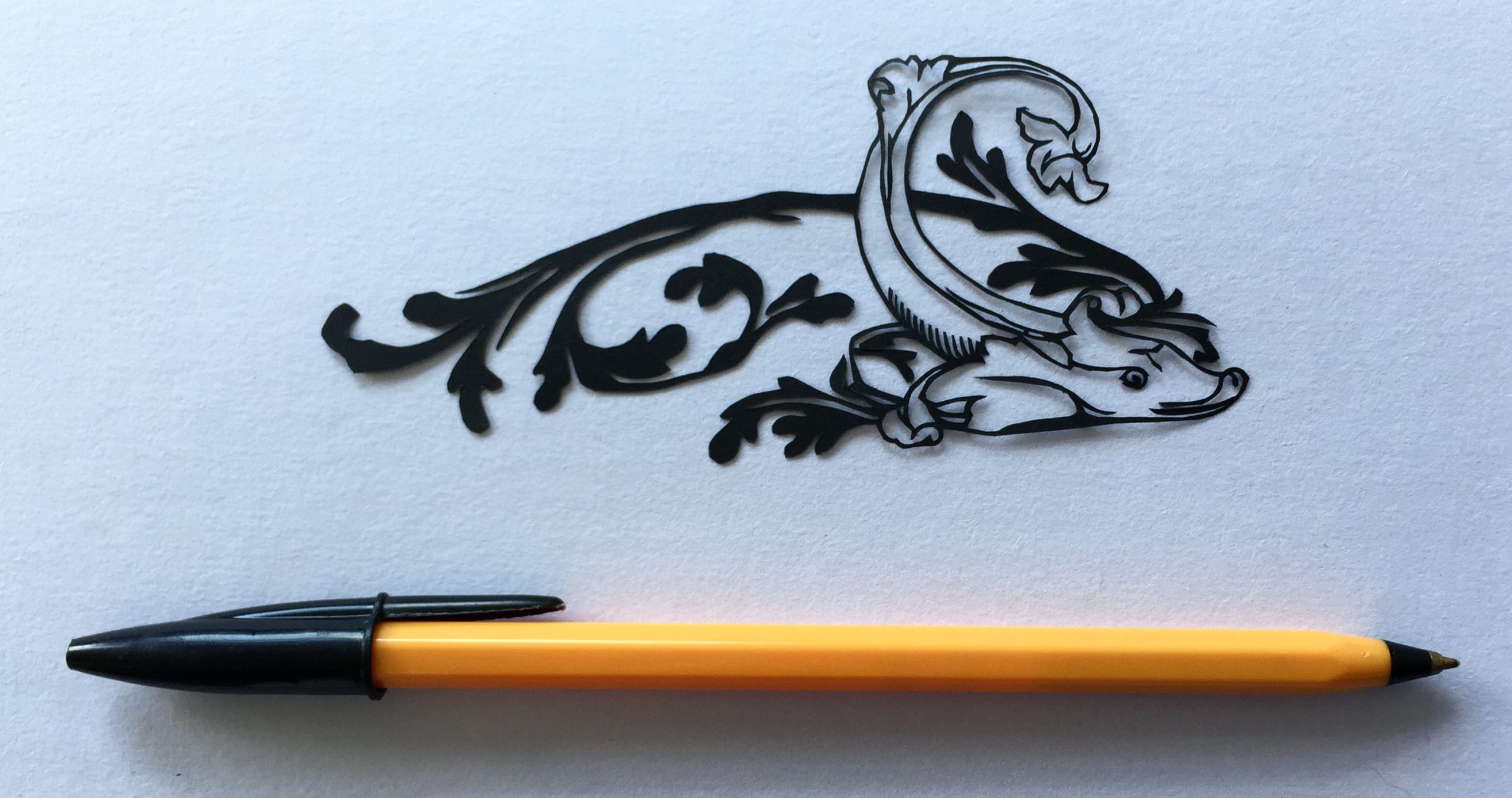 papercut 103 fish with pen for scale - LaserSister