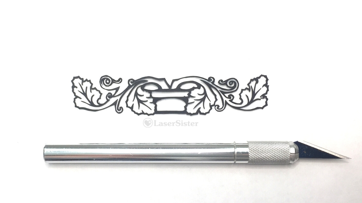 vine pot papercut - horizontal with scalpel - Kay Vincent LaserSister