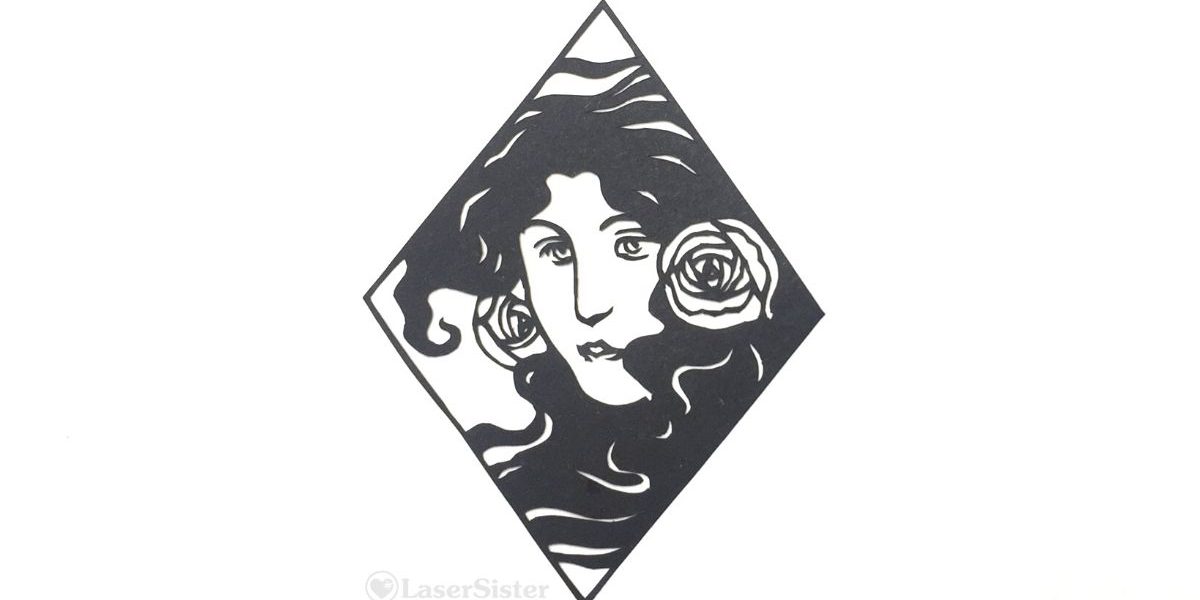 papercut 654 flower hair woman - horizontal - LaserSister - KayVincent