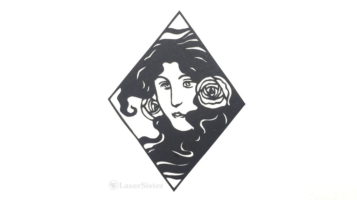 papercut 654 flower hair woman - horizontal - LaserSister - KayVincent