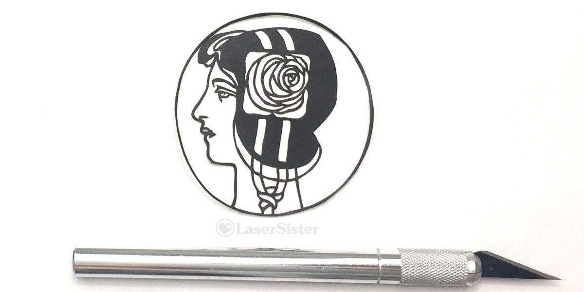 papercut 659 deco rose woman - horizontal - LaserSister - KayVincent