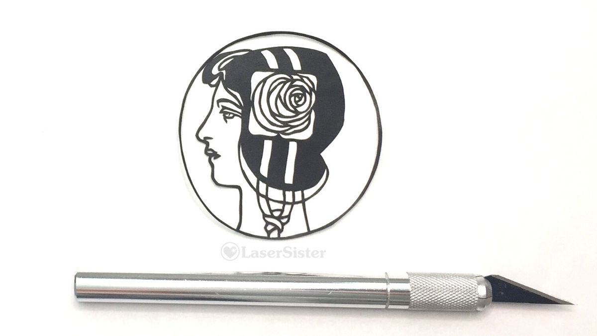 papercut 659 deco rose woman - horizontal - LaserSister - KayVincent