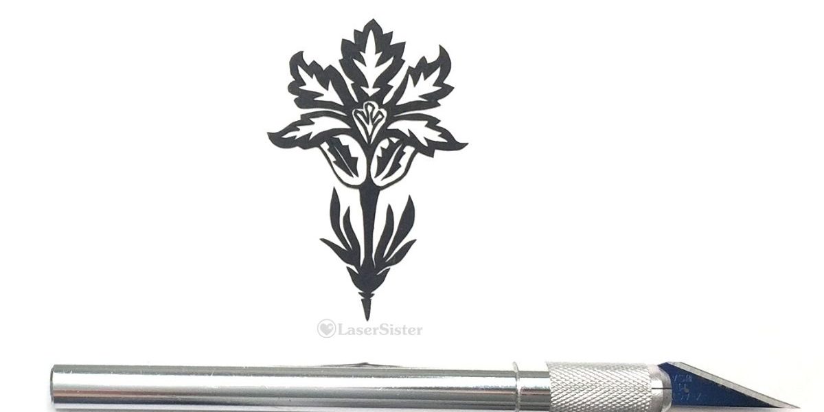 papercut 691 spiky flower - horizontal - LaserSister - KayVincent