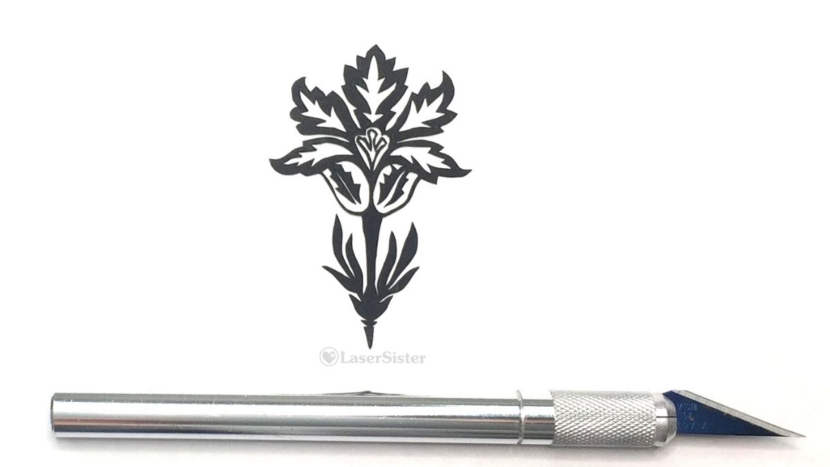 papercut 691 spiky flower - horizontal - LaserSister - KayVincent