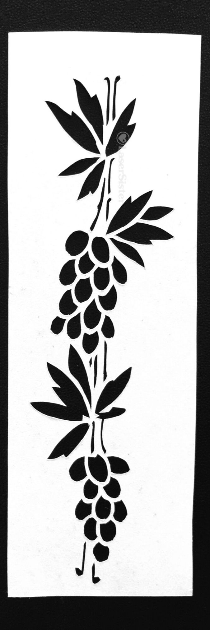 papercut k726 - grapes and vine closeup - LaserSister - Kay Vincent